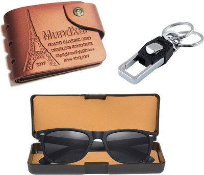 Peacock Mundkar Sunglass & Wallet Combo(Tan, Black)
