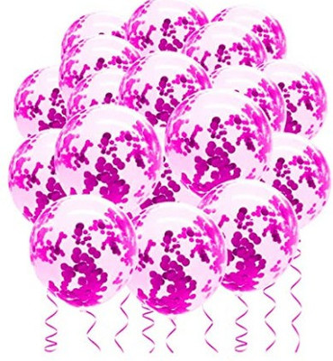 Bloomsevent Printed Confetti Metallic Latex Ballons Pink Theme Set of 10 Balloon(Pink, Pack of 10)