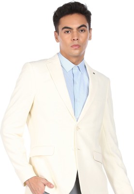 ARROW Solid Single Breasted Formal Men Blazer(White)