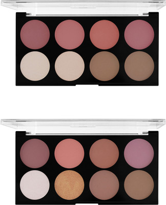 MARS 16 Shade Fantasy Palette Matte Pigmented Blusher with Highlighter and Bronzer(Shade-01+03)