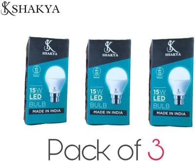 Shakya 15 W Round B22 LED Bulb(White, Pack of 3)