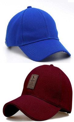 YES TAG Solid, Self Design, Striped Sports/Regular Cap Cap(Pack of 2)