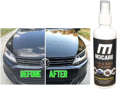 M3CARE Liquid Car Polish for Windscreen, Metal Parts, Leather, Headlight, Exterior, Dashboard, Chrome Accent, Bumper(200 ml, Pack of 1)