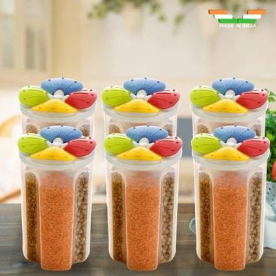 MECHON Plastic Grocery Container  - 2000 ml(Pack of 6, Multicolor)