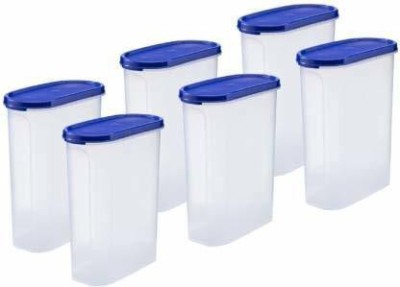 QUISTAL Plastic Grocery Container  - 2500 ml(Pack of 6, Blue, White)