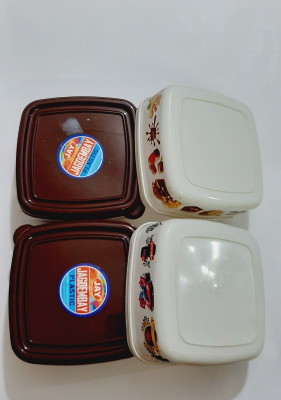 NISHTHA CREATION Plastic Utility Container  - 400 ml(Pack of 4, Brown, White)