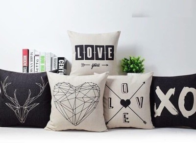 Hommie Text Print Cushions Cover(Pack of 5, 40.64 cm*40.64 cm, Multicolor)