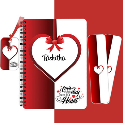 epheriwala I Love You Rishitha A5 Diary Ruled 217 Pages(Red, Pack of 78)