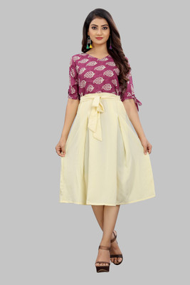 tanvi creation Women A-line Pink Knee Length Dress
