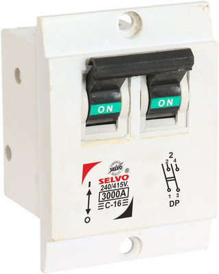 Selvo C-16A Double Pole Flush Mounted (Screw Mounted ) Mini MCB C-16A Double Pole Sheet Type MCB(2)