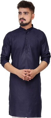 CELLUX Men Solid Straight Kurta(Dark Blue)