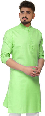 seawind Men Solid Straight Kurta(Green)