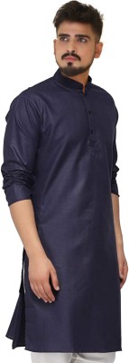 seawind Men Solid Straight Kurta(Dark Blue)