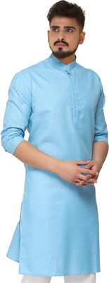 CELLUX Men Solid Straight Kurta(Light Blue)