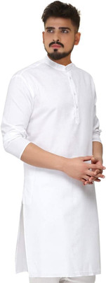 seawind Men Solid Straight Kurta(White)