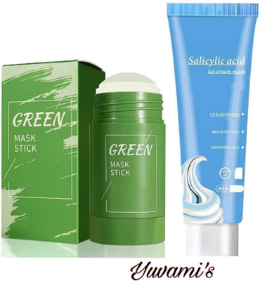 Yuvami's Green Tea Purifying Stick Mask Oil with Ice Cream Mask Acne Mask(Pack of 2)(100 ml)