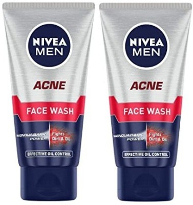NIVEA MEN, Acne Face wash, 50 x 2 100gm Face Wash  (100 ml)
