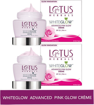 LOTUS Herbals Whiteglow Advanced Pink Glow Creme Spf 25 ( Pack of 2 ) ( 35gm * 2pc )(70 ml)