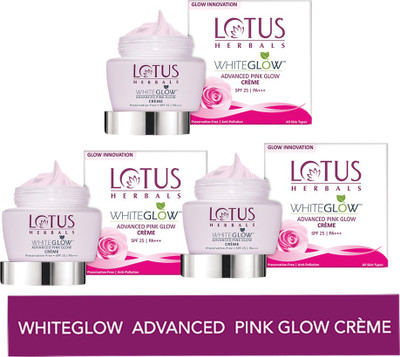 LOTUS Herbals Whiteglow Advanced Pink Glow Creme Spf 25 ( Pack of 3 ) ( 35gm * 3 ) (105 g)