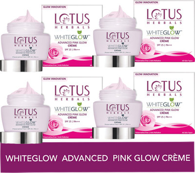 LOTUS Herbals Whiteglow Advanced Pink Glow Creme Spf 25 ( Pack of 4 ) ( 35gm * 4pc ) (140 g)
