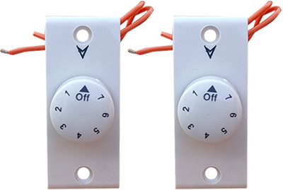 Hiru 2PCS SWITCH 7 STEP FAN REGULATOR (Size:- Lx B = 5.5 x 2.4 cm) Step-Type Button Regulator