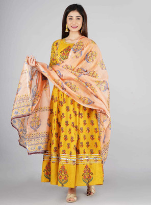 Shunit creation Anarkali Gown(Yellow)