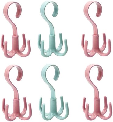 Shreejee 360 Degree Rotating Tie,Scarf and Belt Hanger Hook for Closet Organizer Hook 4(Pack of 6)