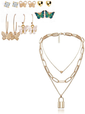 YouBella Alloy Gold-plated Multicolor Jewellery Set(Pack of 1)