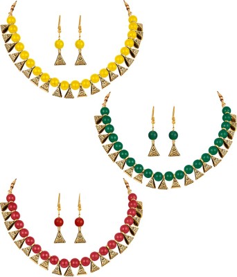 TAP Fashion Oxidised Silver Red, Green, Yellow Jewellery Set(Pack of 1)