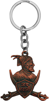 M Men Style Double Side Jai Bhavani Shivaji Chhatrapati Shivaji Maharaj Keychain/Keyring Key Chain