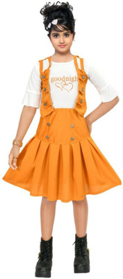 NEW BADSHA DRESSES Girls Casual Top Skirt(Yellow)