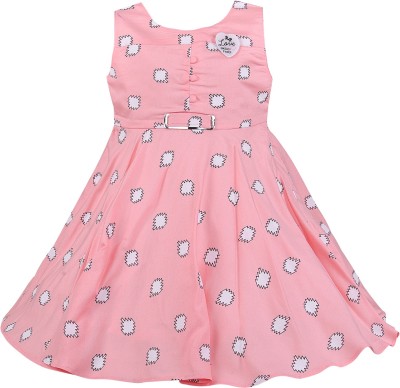 Wishkaro Girls Midi/Knee Length Casual Dress(Pink, Sleeveless)
