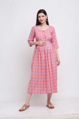 VARICOS Women Printed A-line Kurta(Pink)