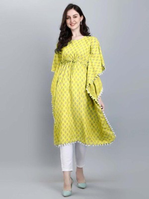 Kettwo Women Printed Kaftan Kurta(Yellow)