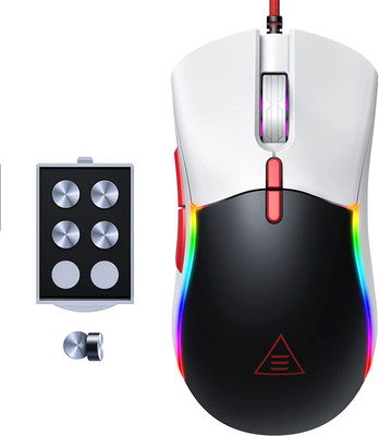 EKSA EM200 Wired Ambidextrous Optical  Gaming Mouse(USB 3.0, White)