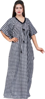 SwaNit Women Nighty(Black, White)