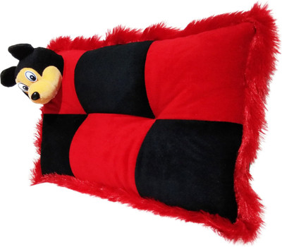 kioni Microfibre Baby Pillow Pack of 1 Toons & Characters Velvet Cartoon Toddler, Girl, Kids, Boys, Baby Pillow(Black, Red)