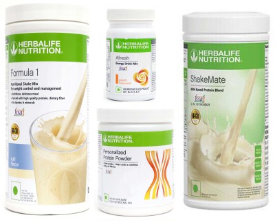 Herbalife Nutrition FORMULA-1 SHAKE KULFI+PROTEIN POWDER -200GM+AFRESH -PEACH-+SHAKE MATE Protein Shake(1.25 kg, KULFI-500gm, AFRESH -PEACH- 50gm, PROTEIN POWDER - 200gm, SHAKE MATE -500gm)
