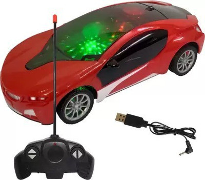 AS TRADERS 3D Chargeable Remote Control Lighting Famous Car for 3+ Years Kids(Red)