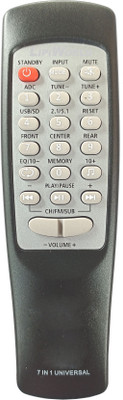 LipiWorld 7IN1 Home Theater Universal Remote Compatible for Mitsun Ibell Onix Castor Impex Zebronics Vinverth Remote Controller(Black)