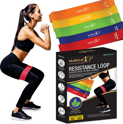MuscleXP DrFitness+ Resistance Loop Band Set of 5 Resistance Tube(Multicolor)