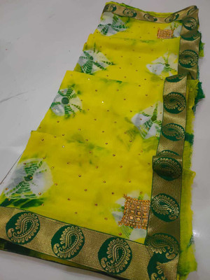 KHATRI AND SONS Embellished Bandhani Chiffon Saree(Yellow)