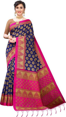 Vimalnath Synthetics Printed Mysore Art Silk Saree(Dark Blue)