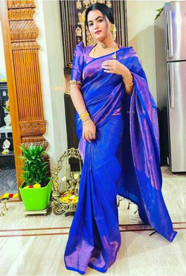 PARAMPARA CREATION Woven Kanjivaram Pure Silk Saree(Blue)