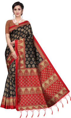 Vimalnath Synthetics Printed Mysore Art Silk Saree(Black)