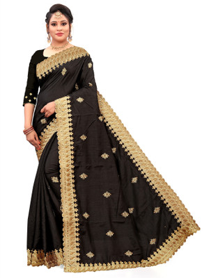 AAMONASTHA Embroidered, Solid/Plain Bollywood Art Silk Saree(Brown)