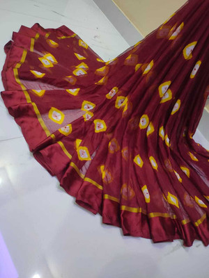 KHATRI AND SONS Printed Bandhani Chiffon Saree(Maroon)