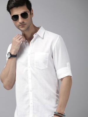 Roadster Men Solid Casual White Shirt