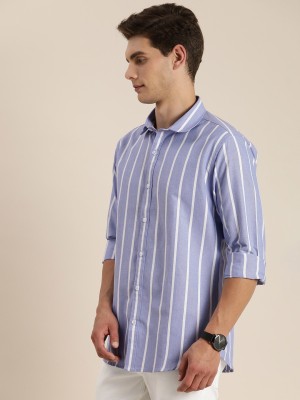 INVICTUS Men Striped Casual Blue Shirt