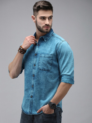 Roadster Men Solid Casual Blue Shirt